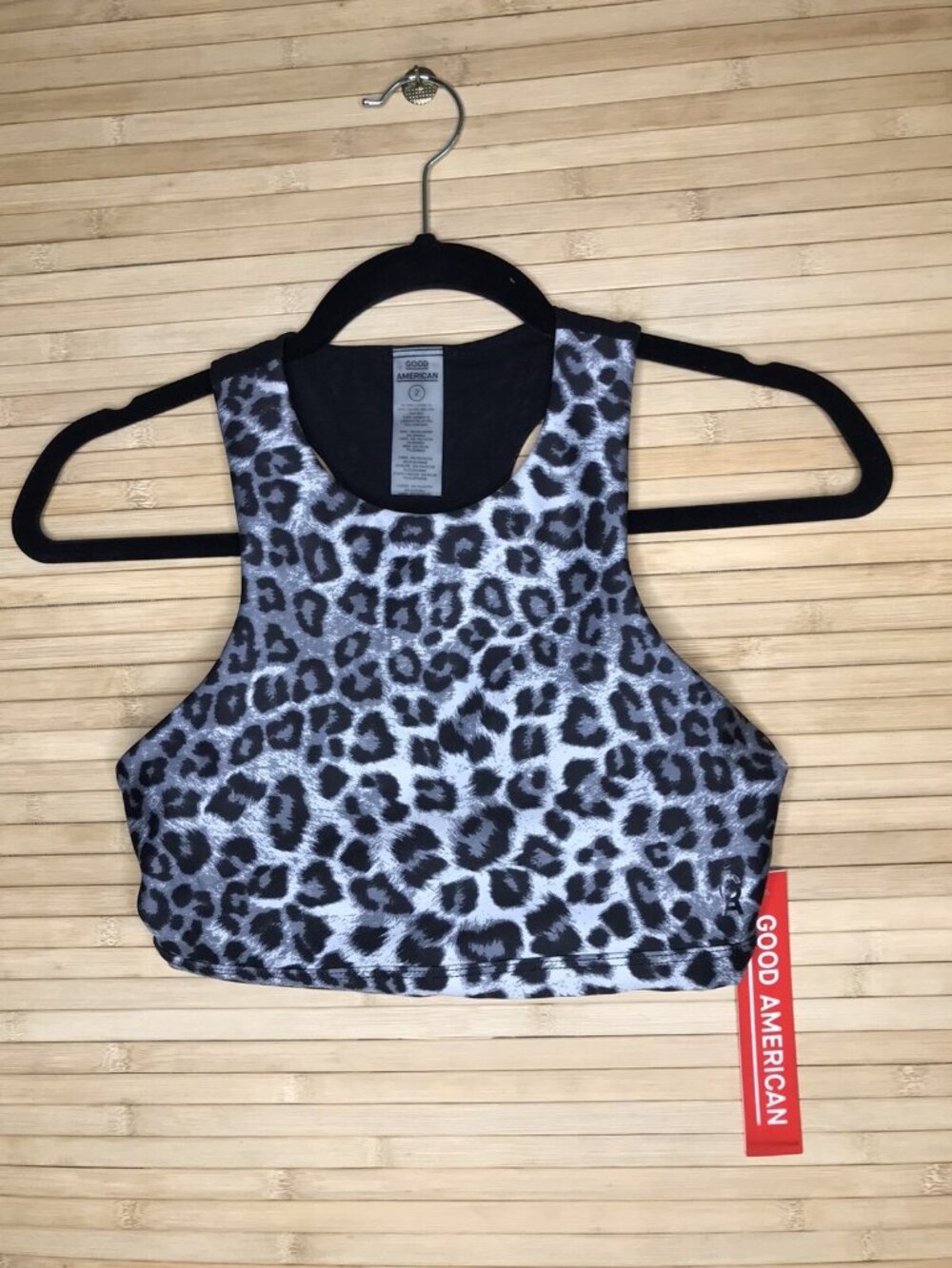 NWT Good American Cheetah animal Print High Waist Leggings & Bra top sz 2 - Picture 5 of 7